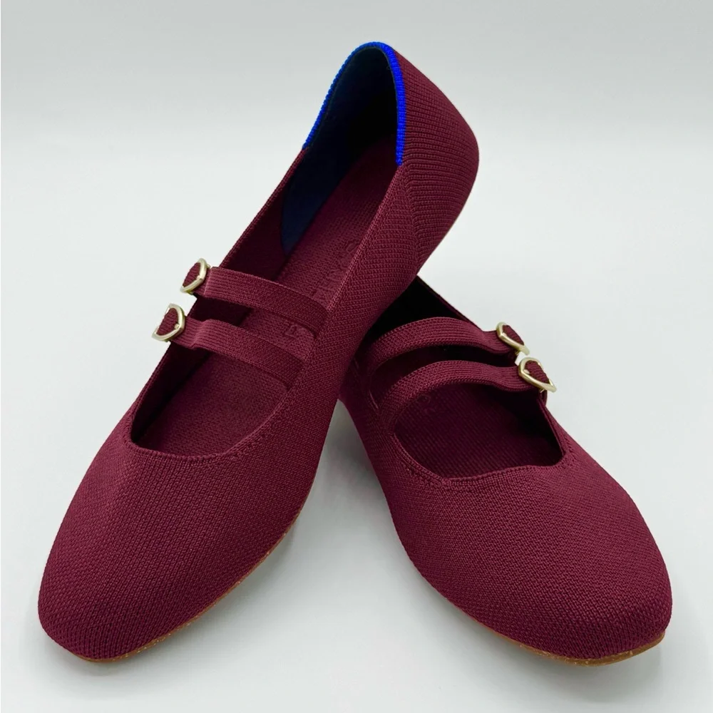 Rothy’s Double Buckle Mary Jane Flats “Cabernet” size 7 Like-New - Picture 3 of 13
